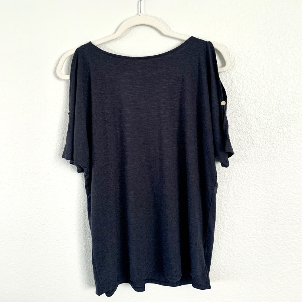 Jones New York Blue Shirt Sleeve Blouse